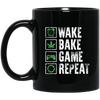 Wake Bake Game Repeat 11 oz. Black Mug